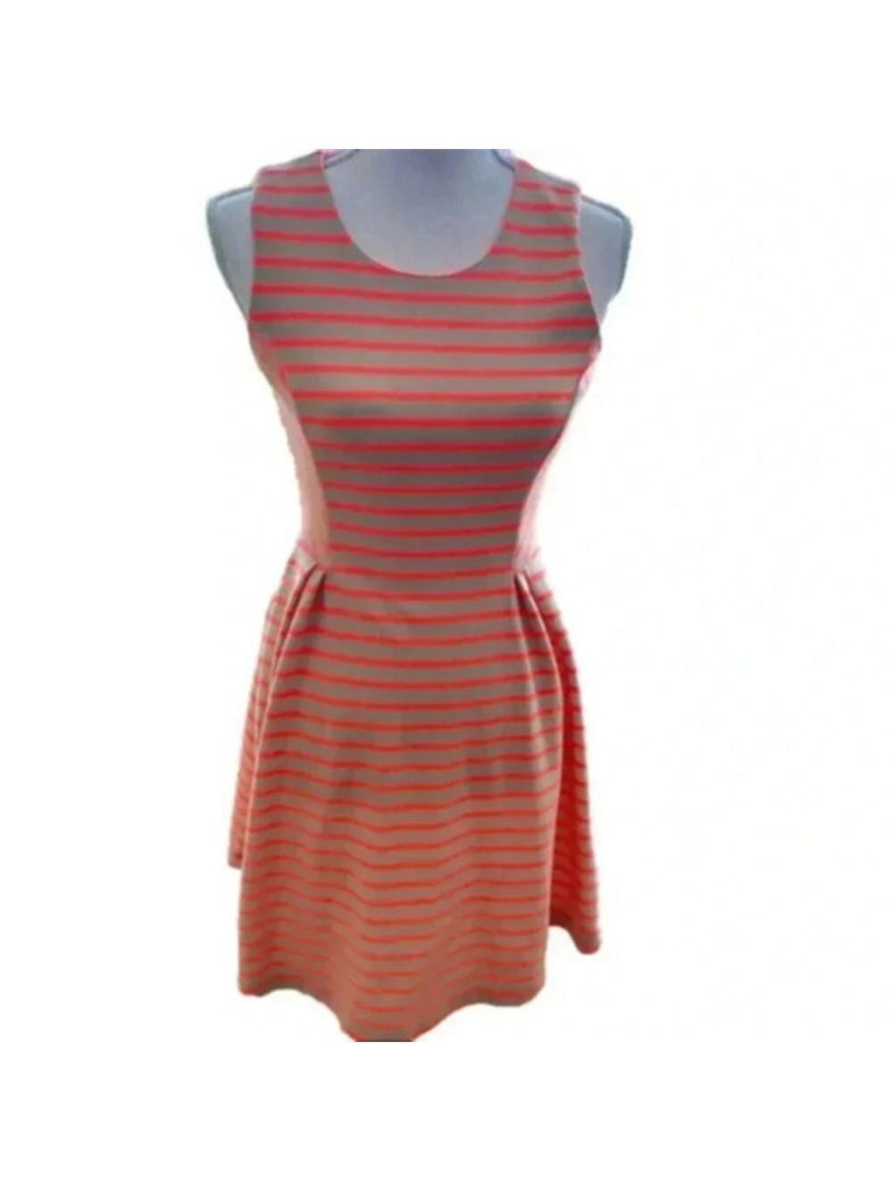 Bar III brown and orange Striped A Line Dress
